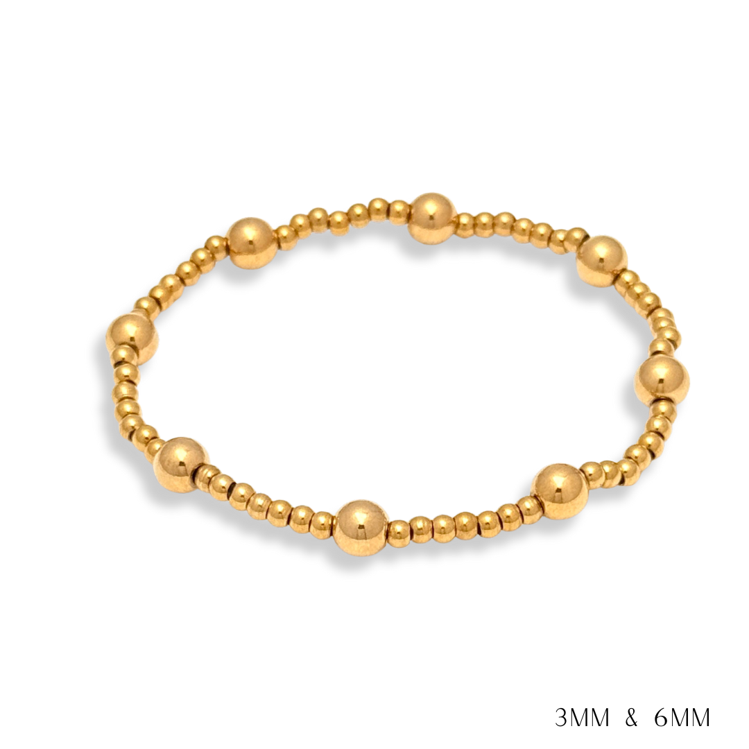Pearl and Gold Beaded Bracelets Waterproof