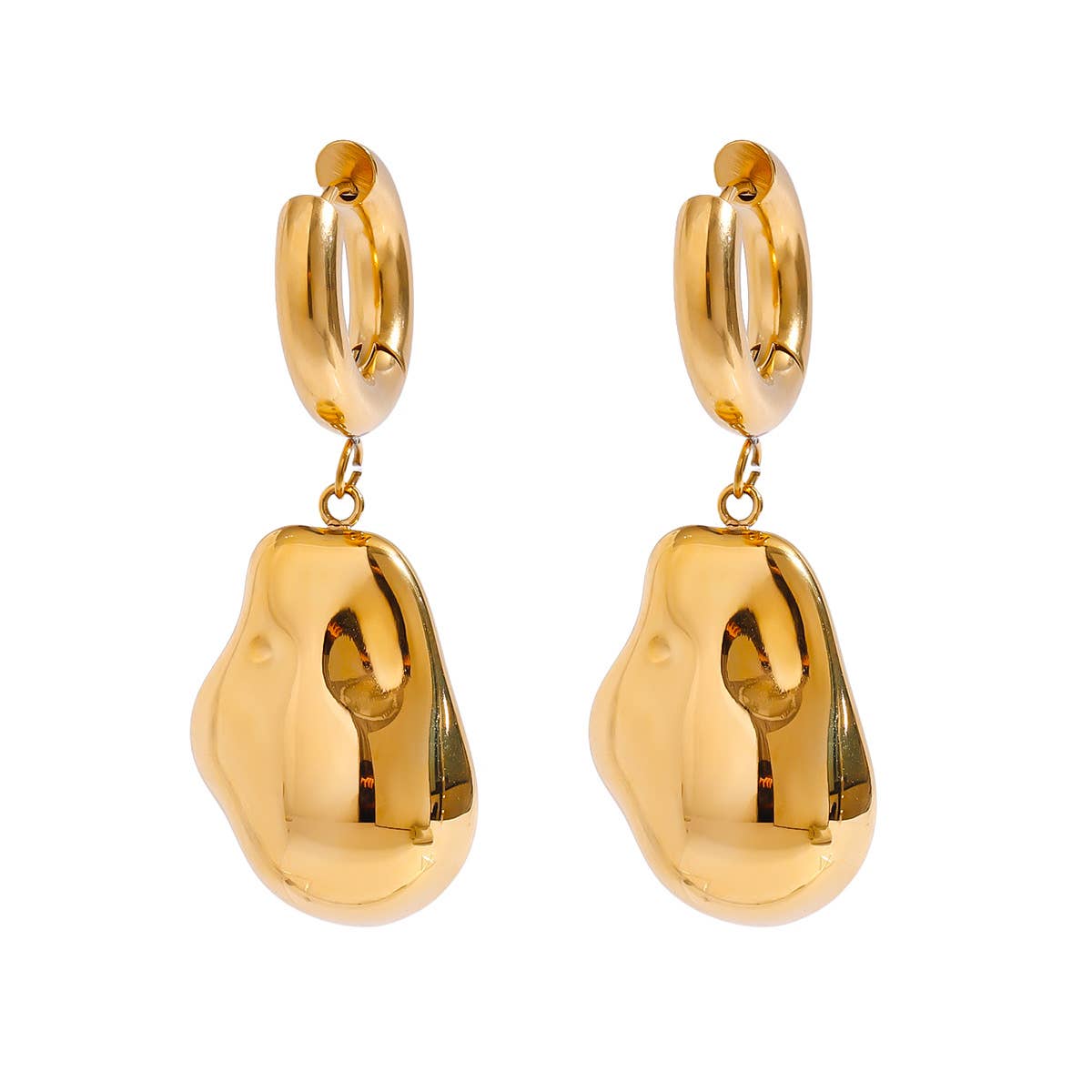Gold Pebble Baroque Nugget Earrings & Necklace