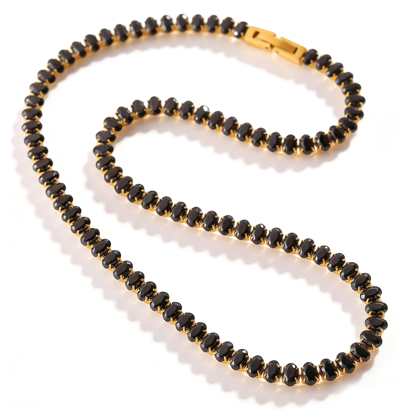 Black Oval Tennis Bracelet Water Resistant
