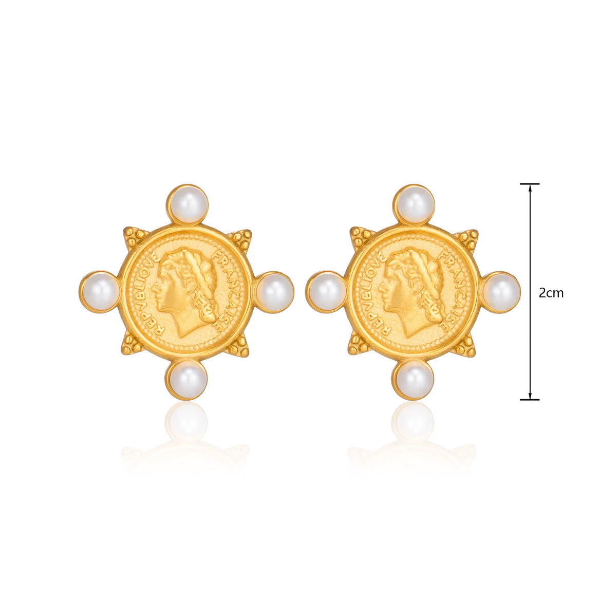Pearl Coin Earrings Water Resistant