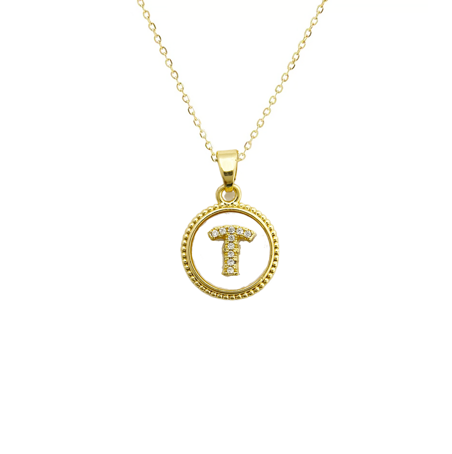 Initial Mother Of Pearl Gold Necklaces