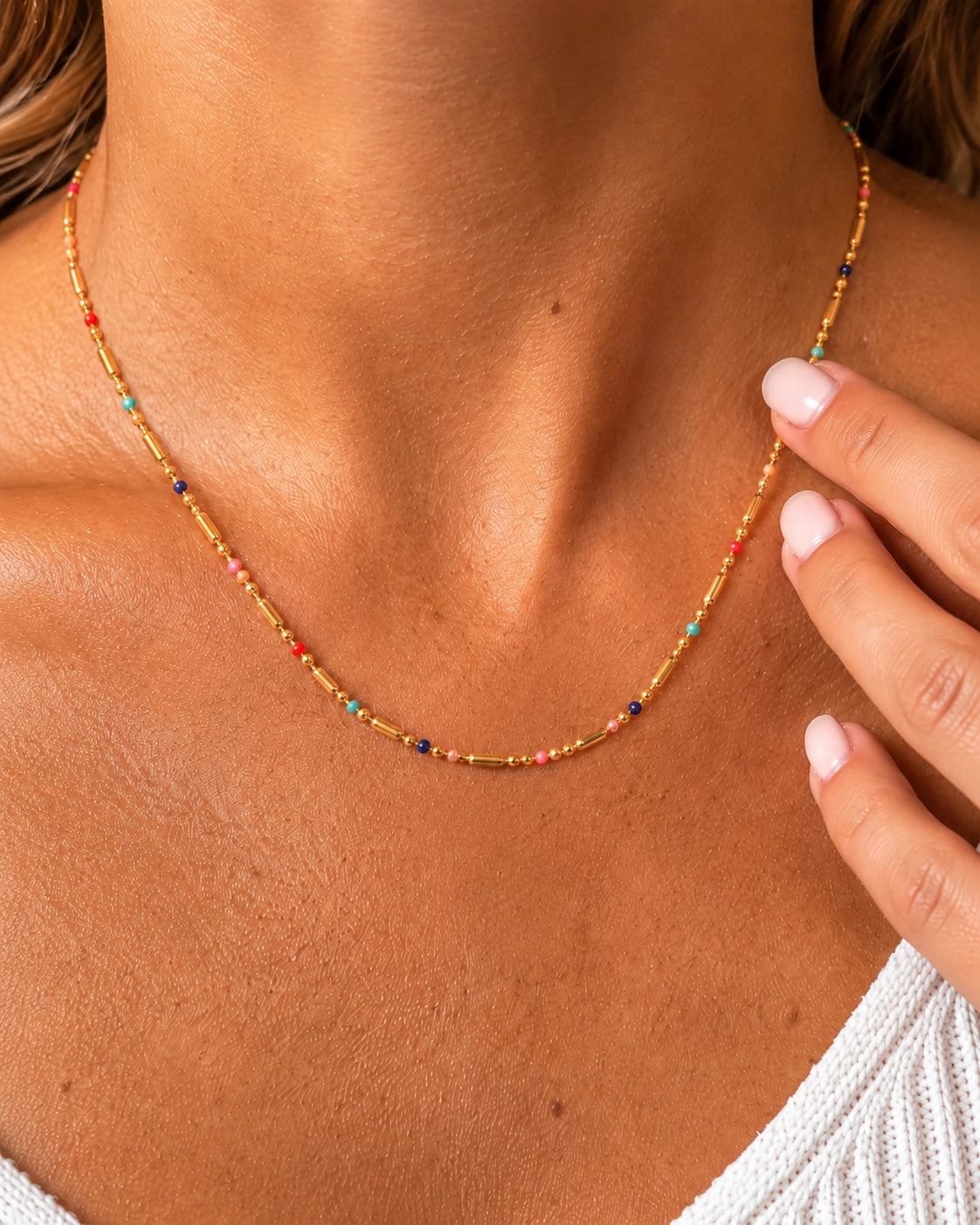 Colorful Dainty Necklace Water Resistant