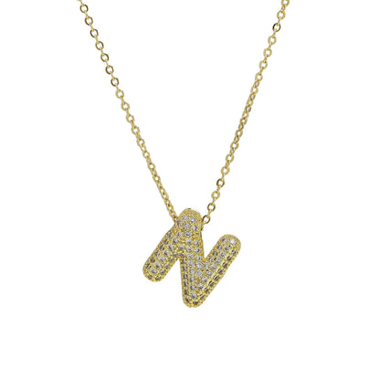 Medium Initial CZ Balloon Bubble Necklace 0.57”