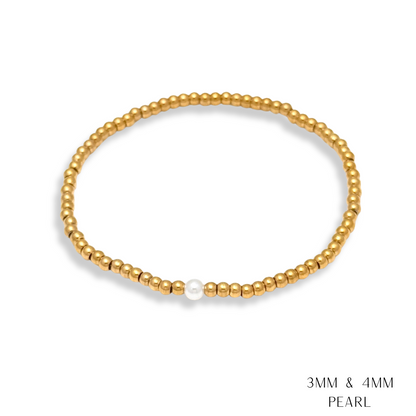 Pearl and Gold Beaded Bracelets Waterproof