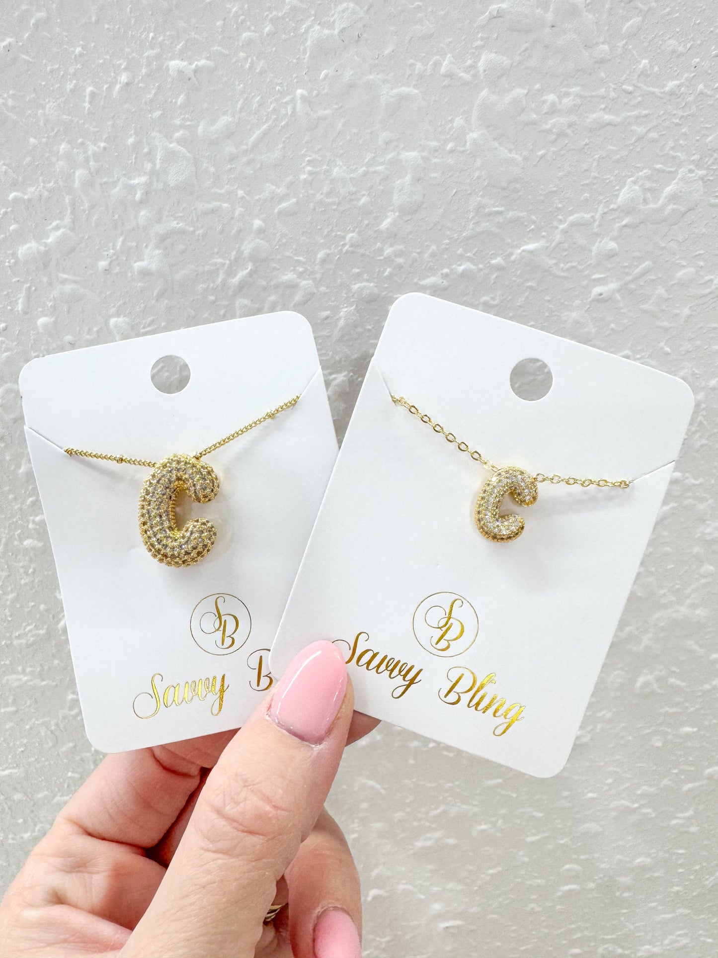 Medium Initial CZ Balloon Bubble Necklace 0.57”
