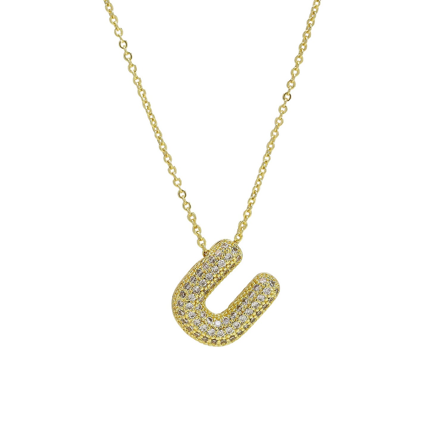 Medium Initial CZ Balloon Bubble Necklace 0.57”