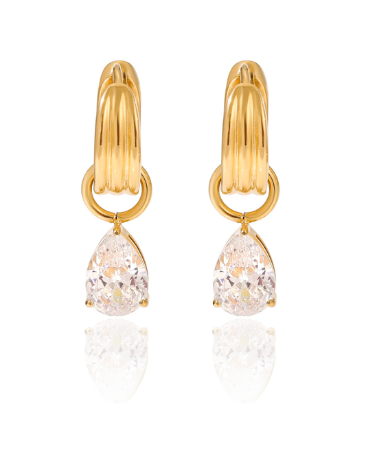 Radiance Pear Hoops Water Resistant