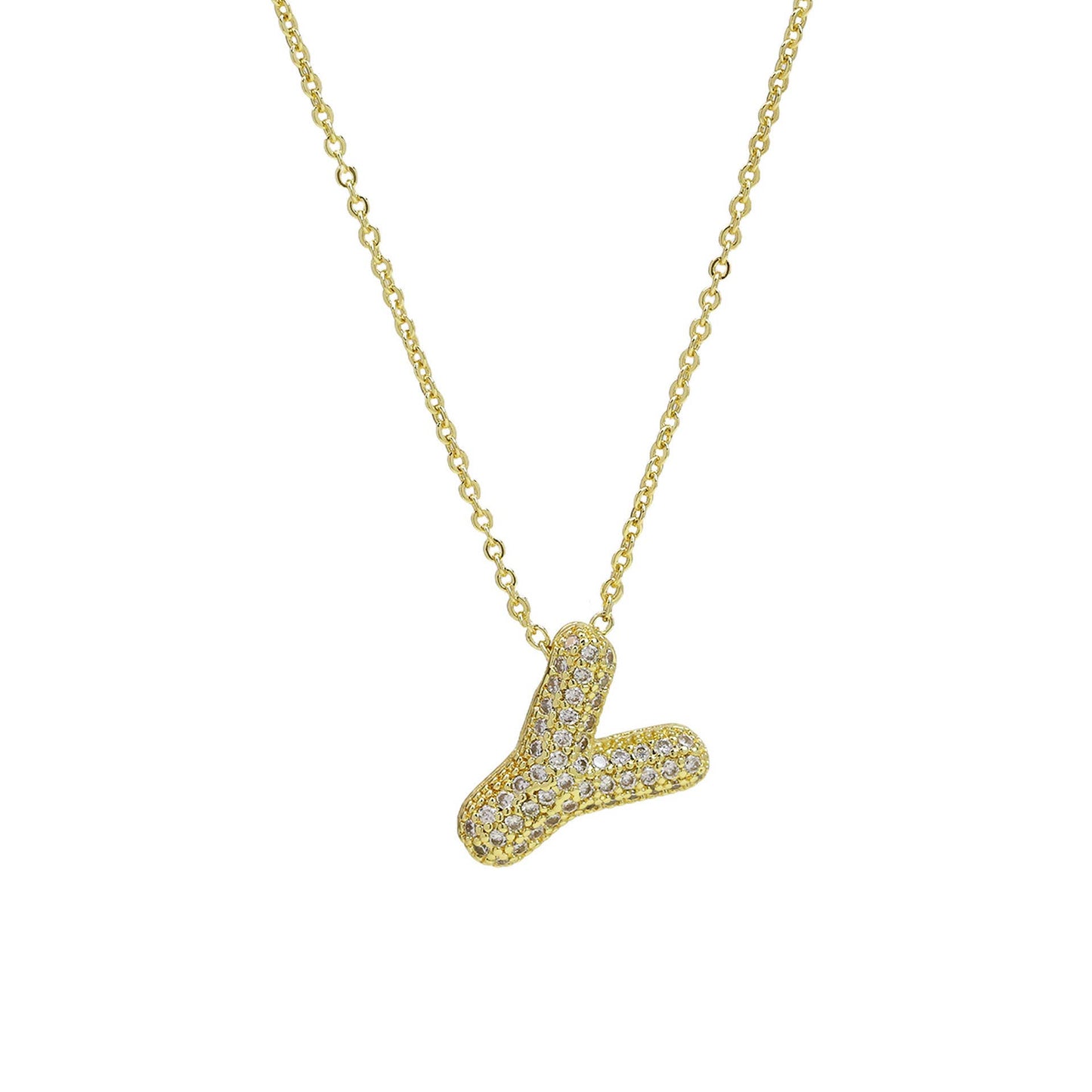 Medium Initial CZ Balloon Bubble Necklace 0.57”