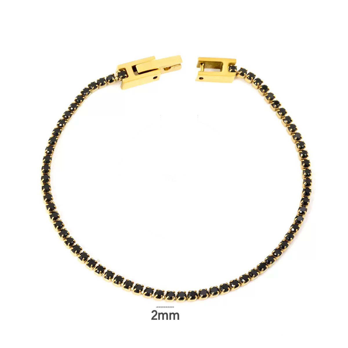 Black CZ Tennis Bracelet Water Resistant