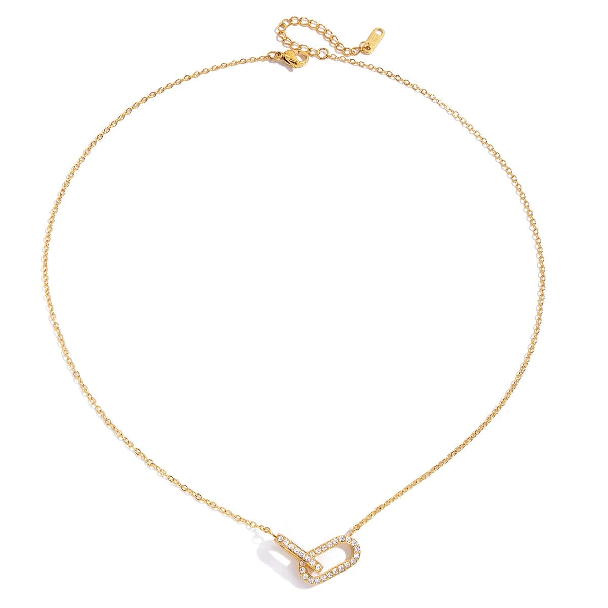 CZ Link Lock Necklace Water Resistant