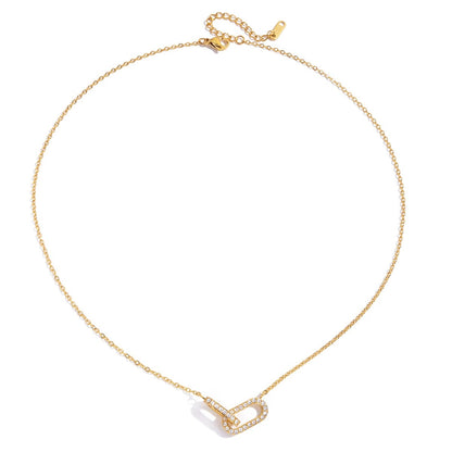 CZ Link Lock Necklace Water Resistant