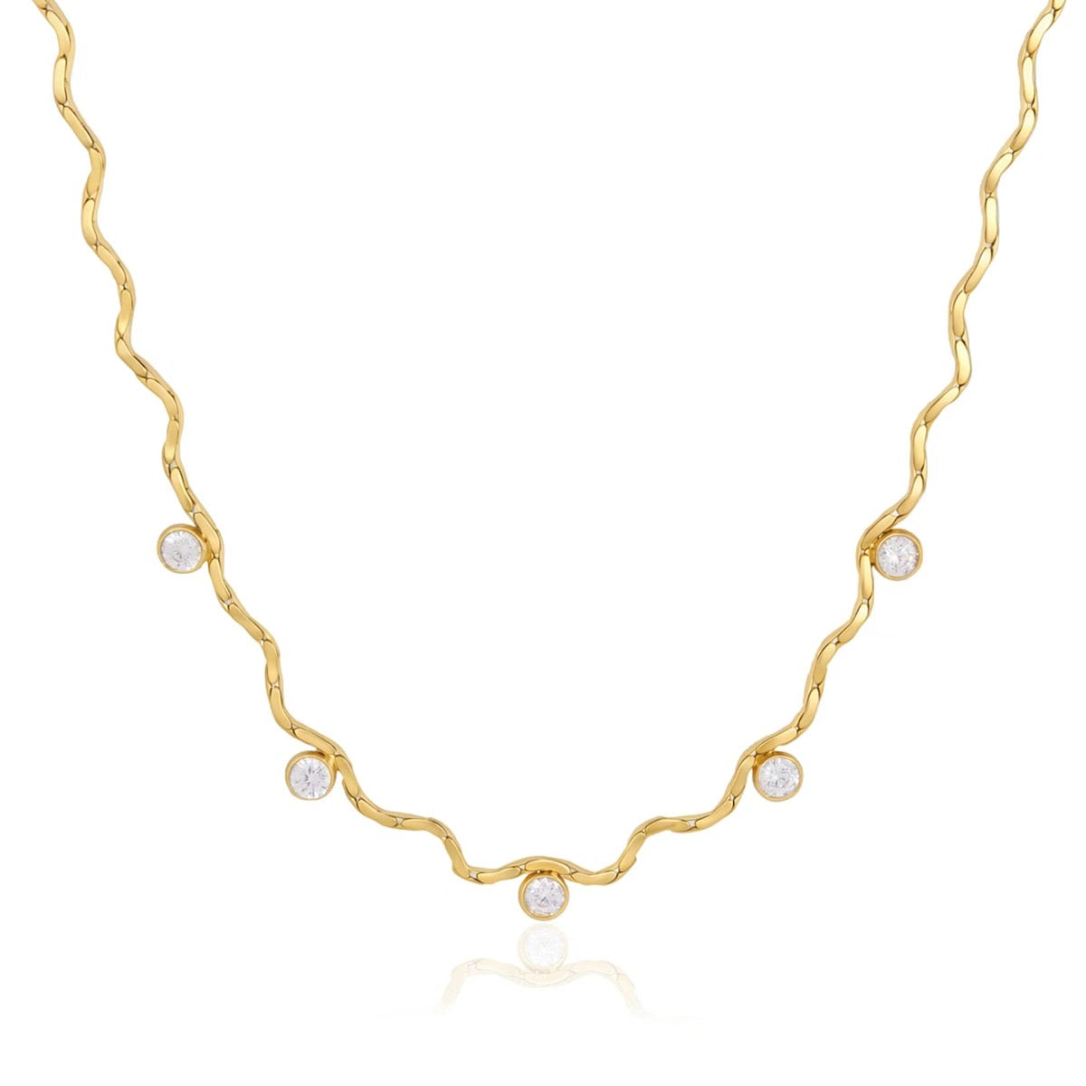 Wave CZ Necklace Water Resistant