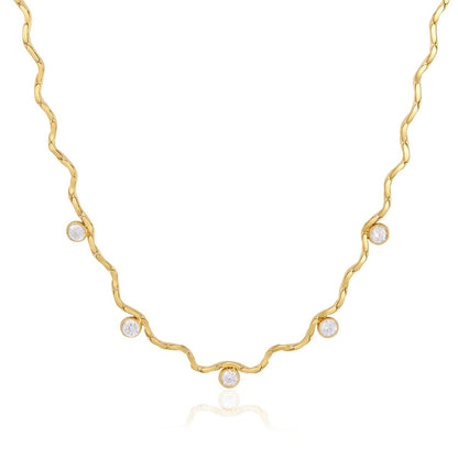 Wave CZ Necklace Water Resistant