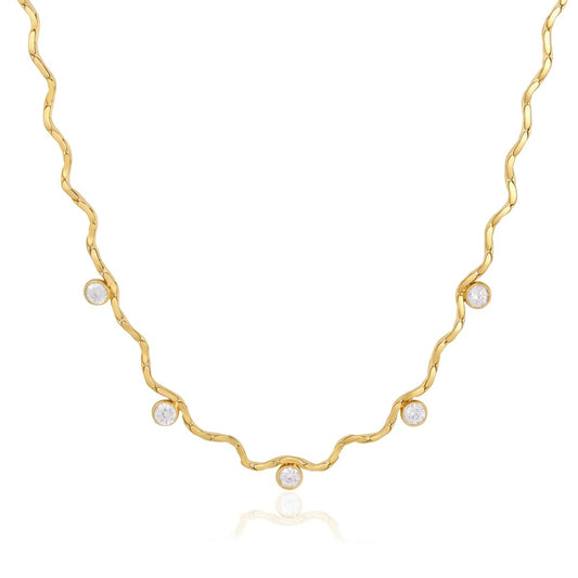 Wave CZ Necklace Water Resistant