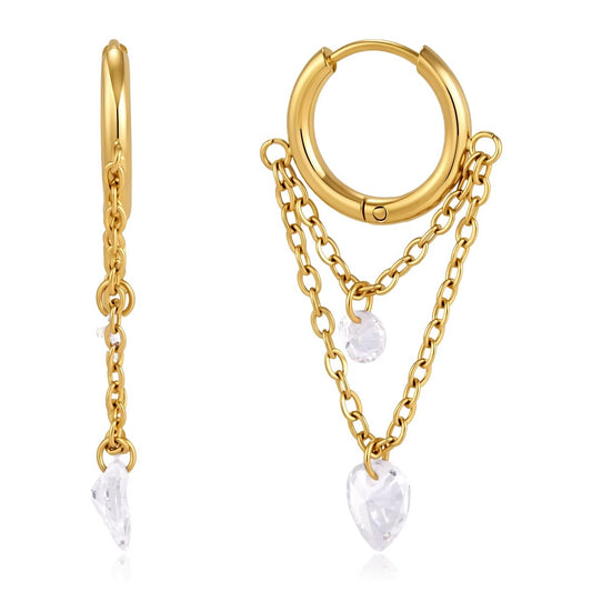 Bare Gem Duo Huggie Earrings Water Resistant