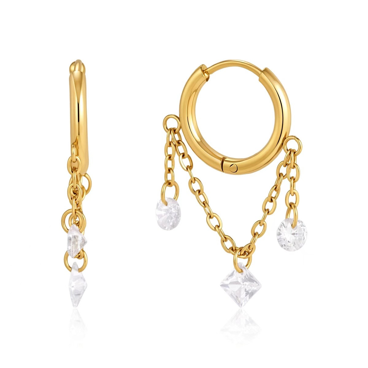 Bare Gem Trio Huggie Earrings Water Resistant
