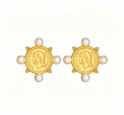 Pearl Coin Earrings Water Resistant