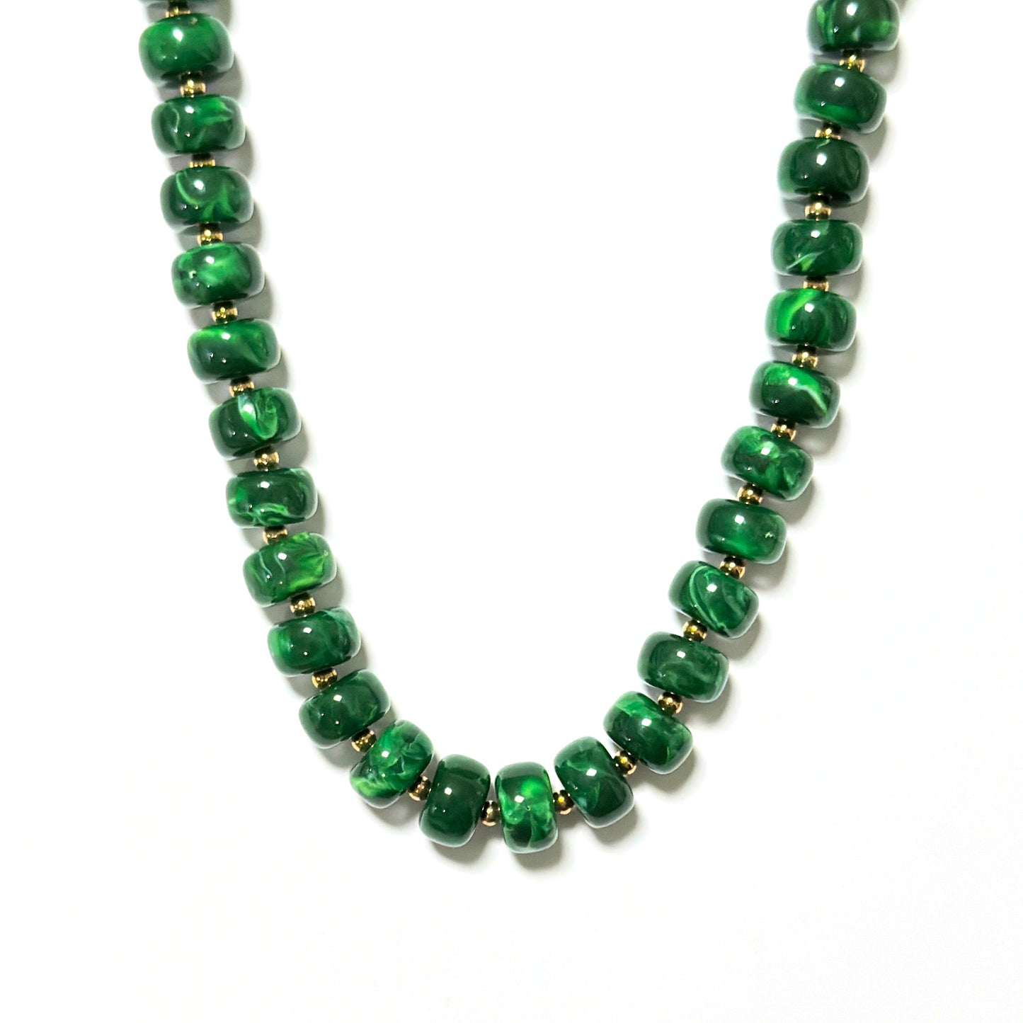 Marble Beaded Statement Necklace Waterproof