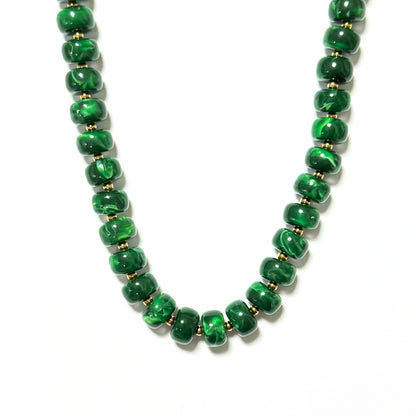 Marble Beaded Statement Necklace Waterproof