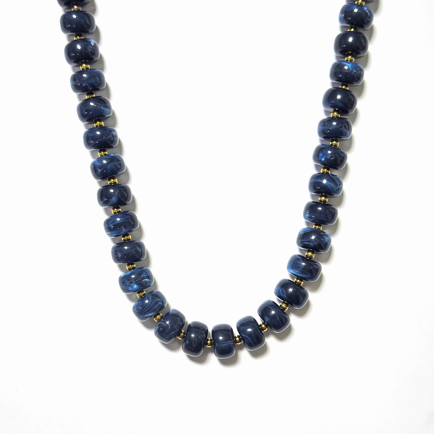 Marble Beaded Statement Necklace Waterproof