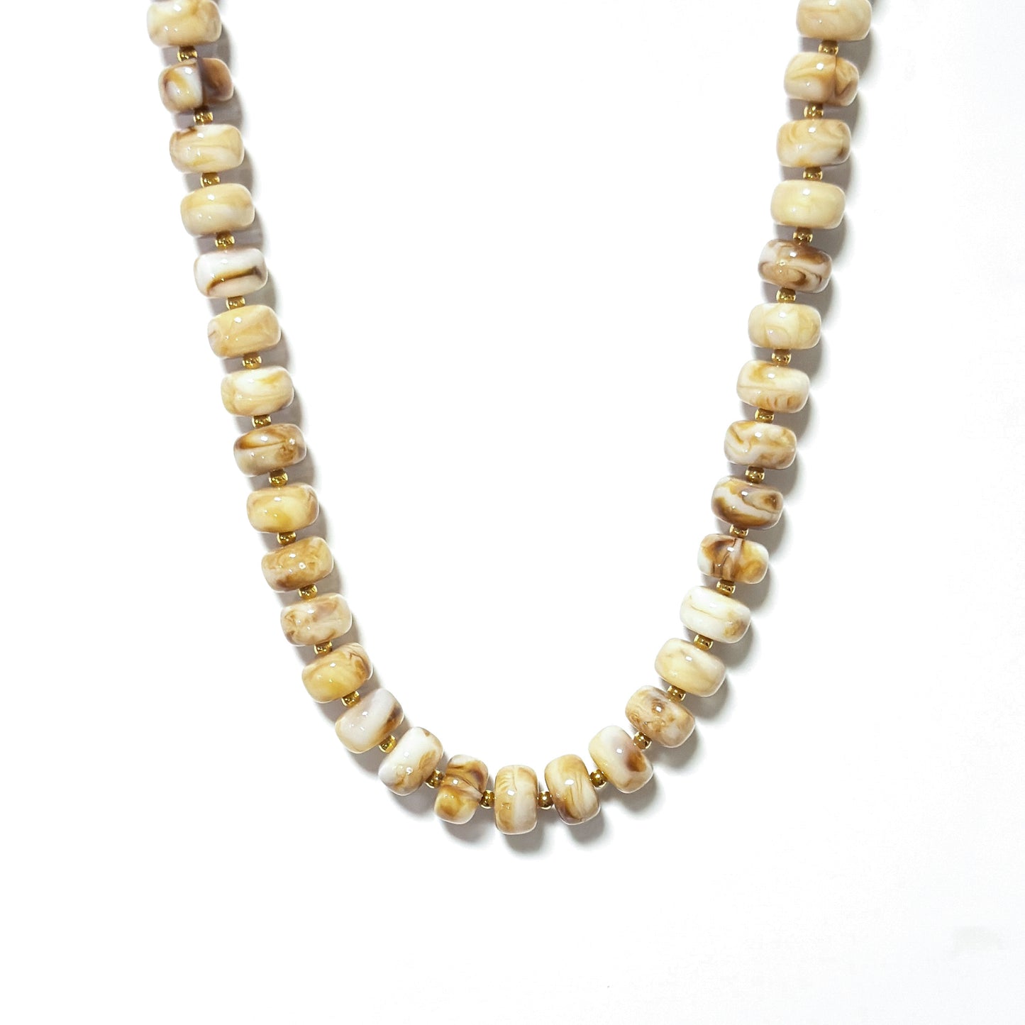 Marble Beaded Statement Necklace Waterproof