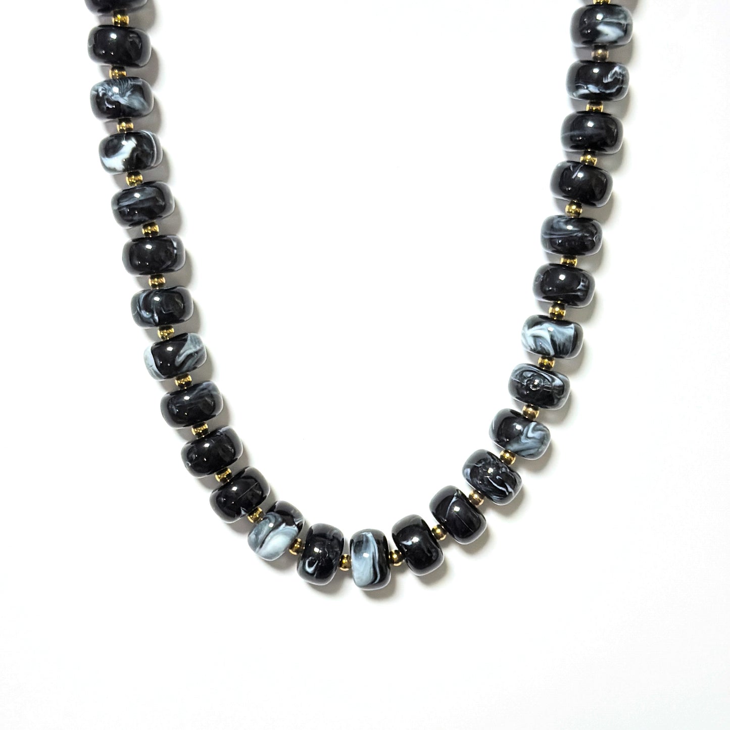 Marble Beaded Statement Necklace Waterproof
