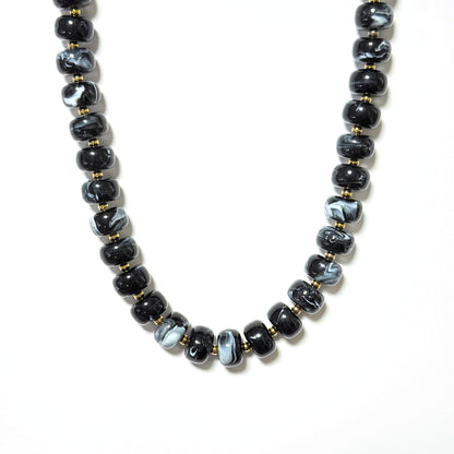 Marble Beaded Statement Necklace Waterproof