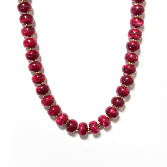 Marble Beaded Statement Necklace Waterproof