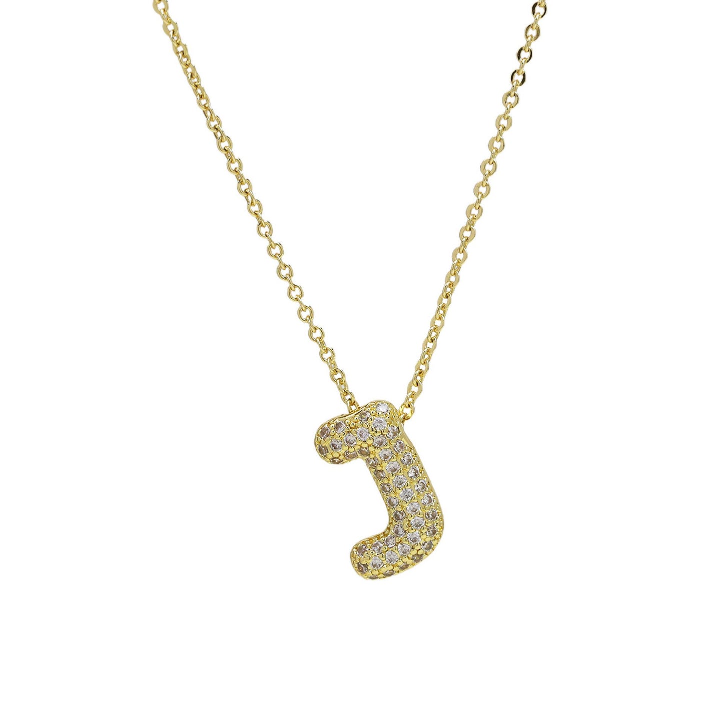 Medium Initial CZ Balloon Bubble Necklace 0.57”