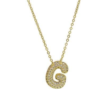 Medium Initial CZ Balloon Bubble Necklace 0.57”