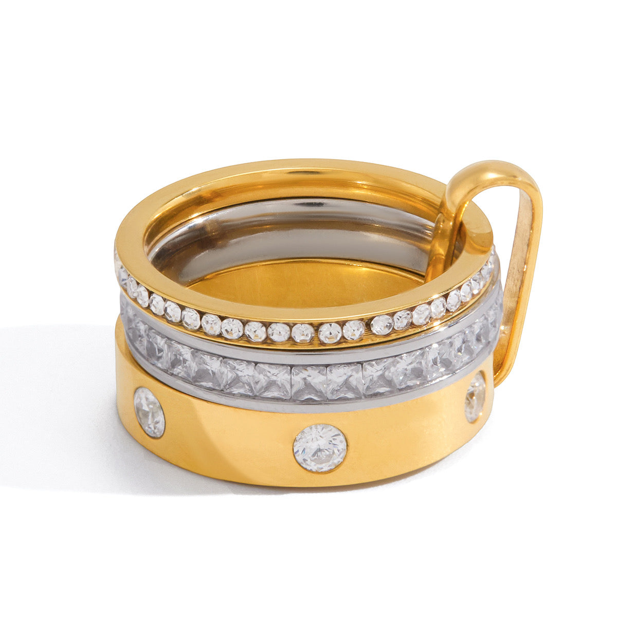 Triple Mixed Metal Carabiner Ring Stack Water Resistant