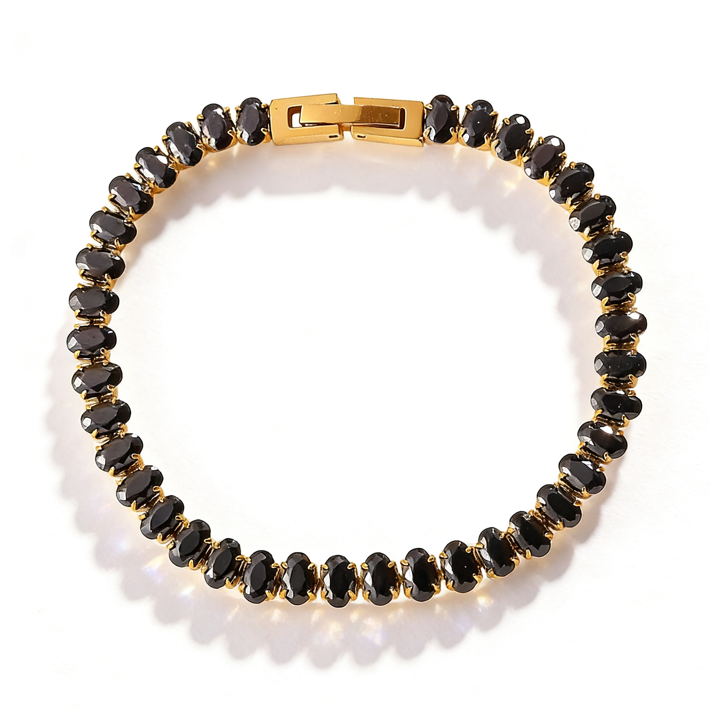 Black Oval Tennis Bracelet Water Resistant