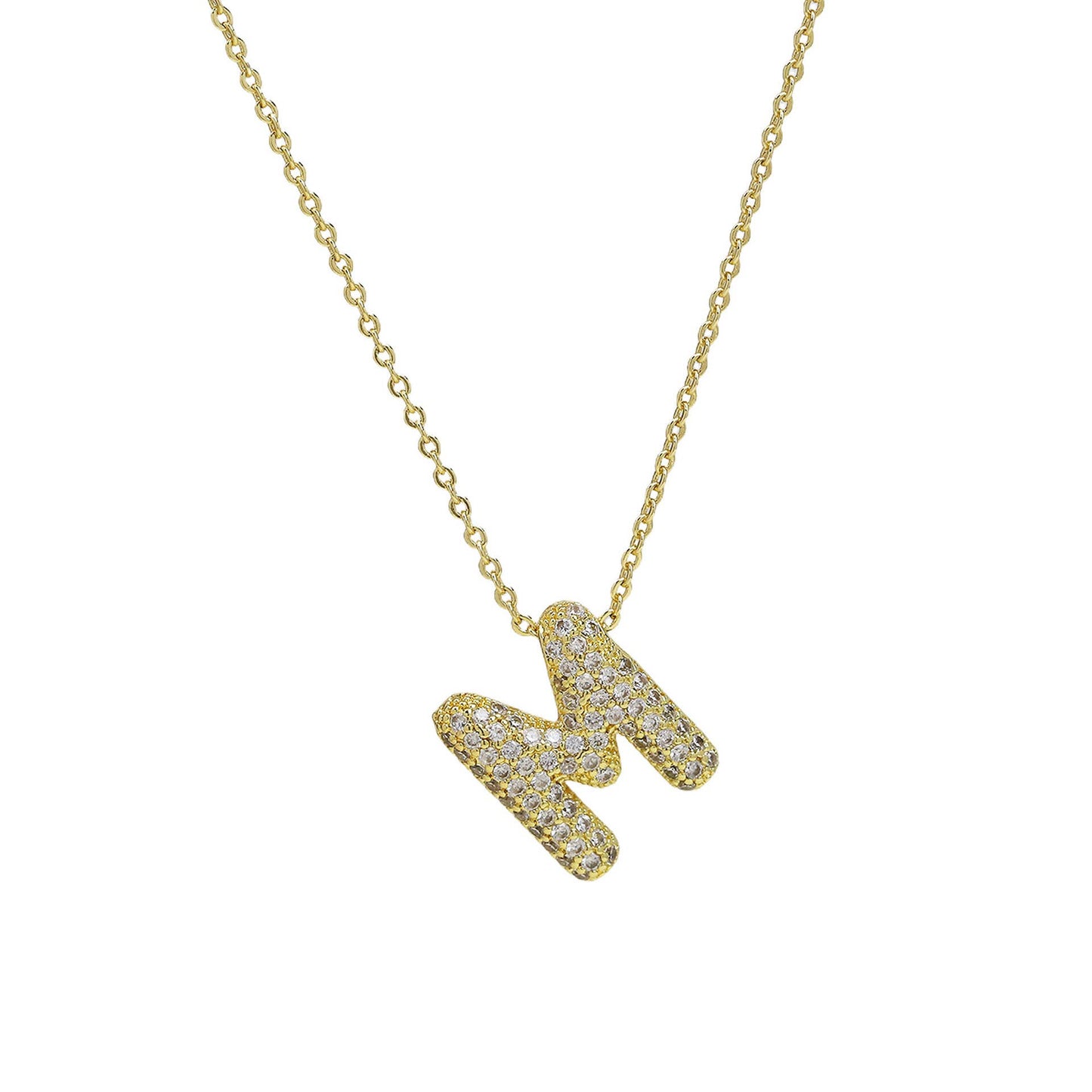 Medium Initial CZ Balloon Bubble Necklace 0.57”