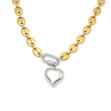 Load image into Gallery viewer, Mariner Heart CZ Pave Carabiner Necklace