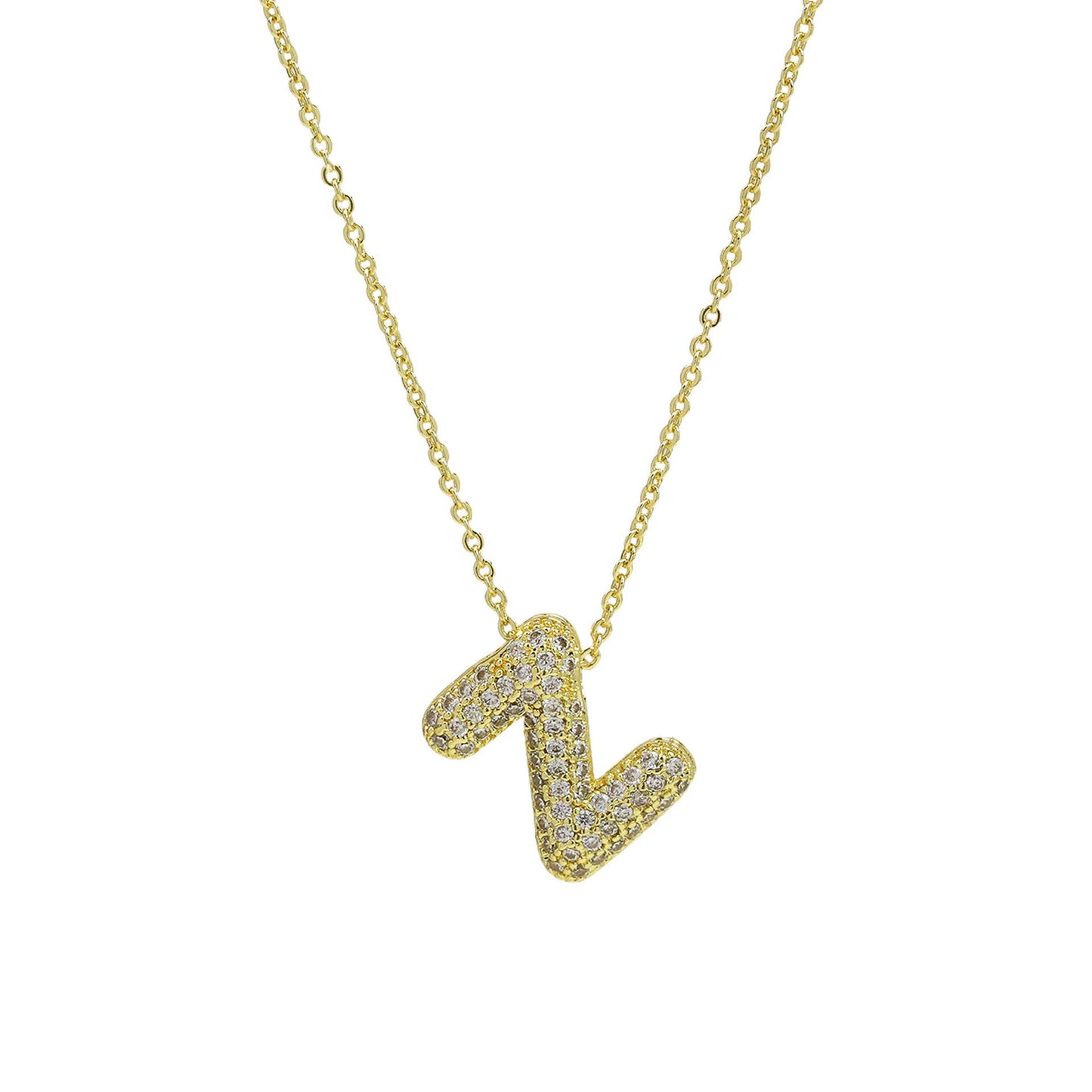 Medium Initial CZ Balloon Bubble Necklace 0.57”