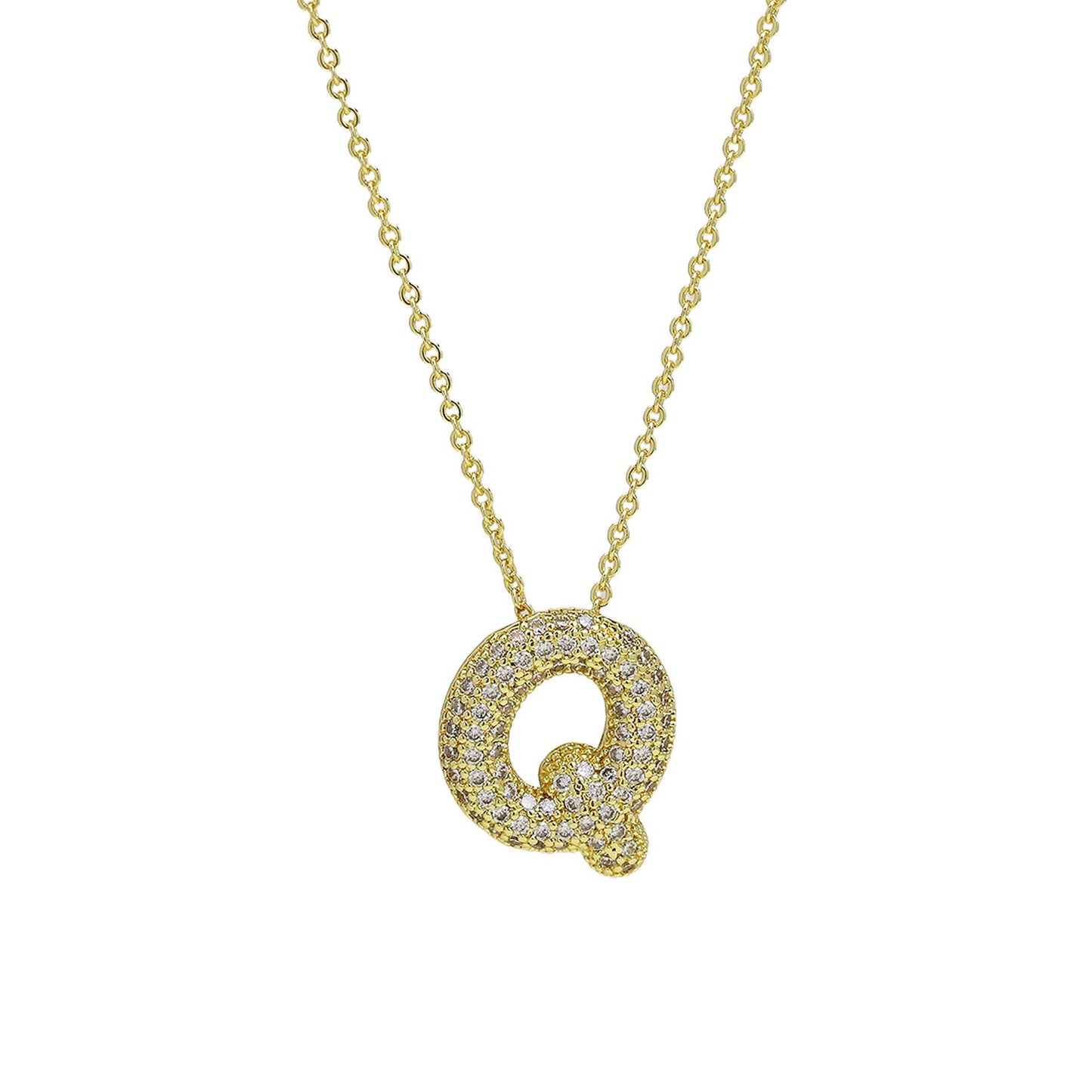 Medium Initial CZ Balloon Bubble Necklace 0.57”
