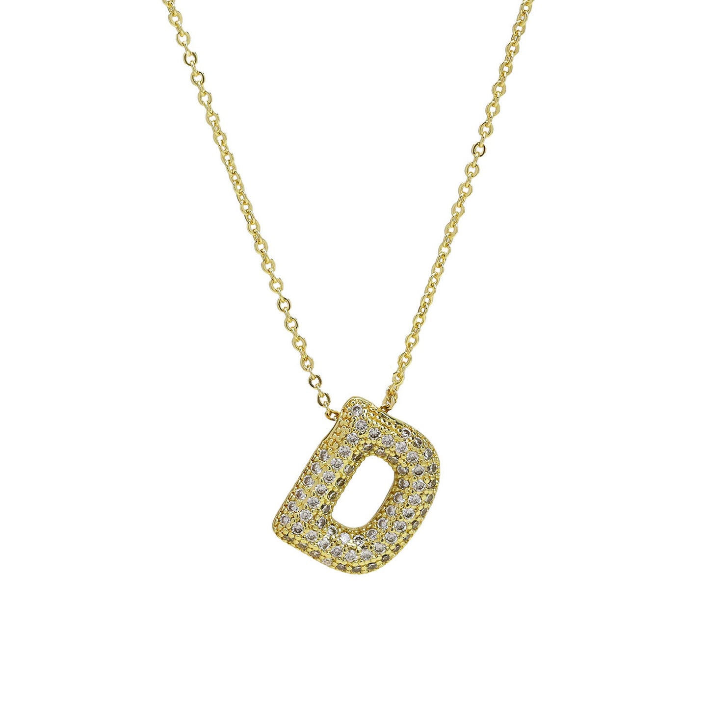 Medium Initial CZ Balloon Bubble Necklace 0.57”