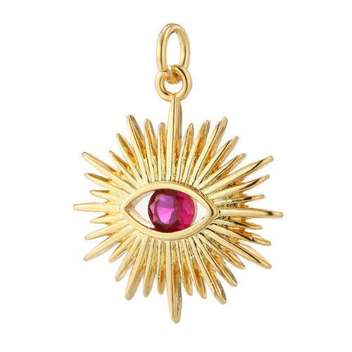 Pink Pave Sunburst Charm For Charm Bar & Charm Necklace