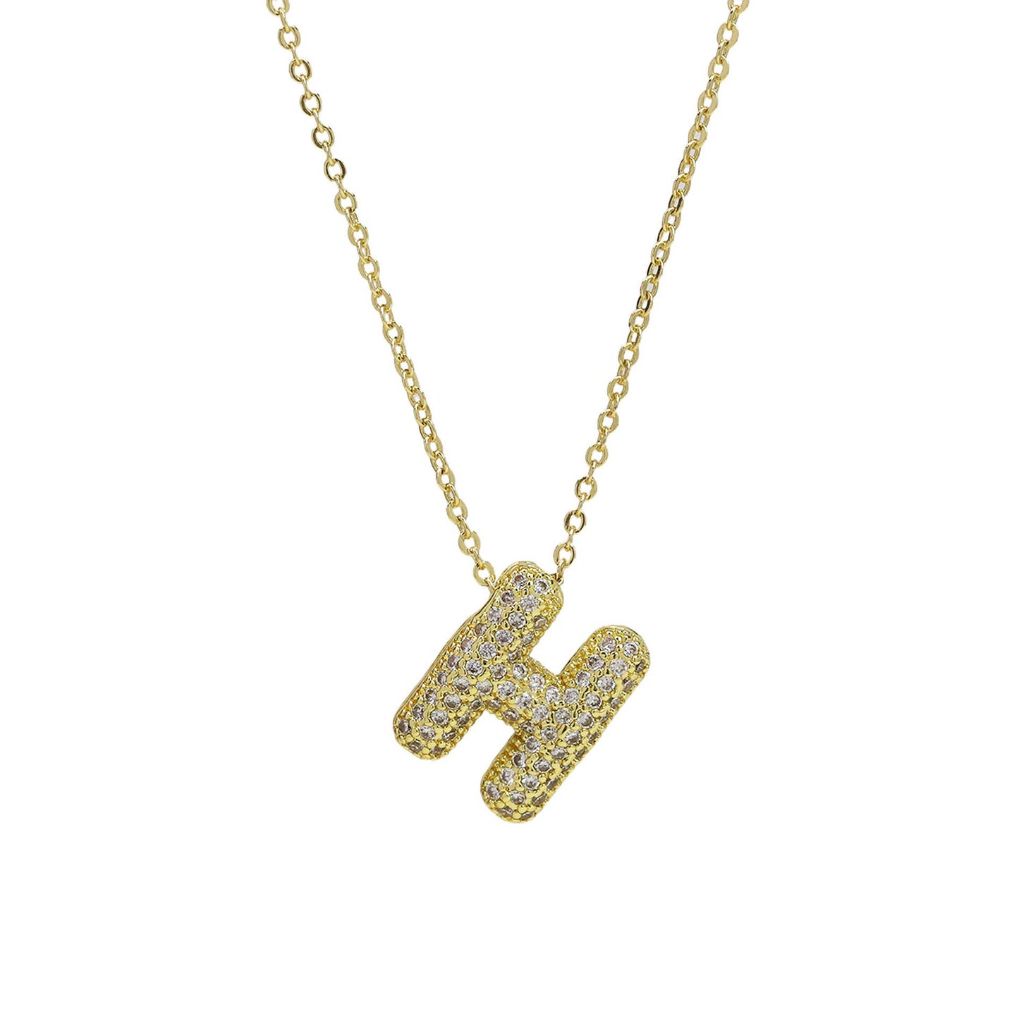 Medium Initial CZ Balloon Bubble Necklace 0.57”