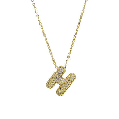 Medium Initial CZ Balloon Bubble Necklace 0.57”