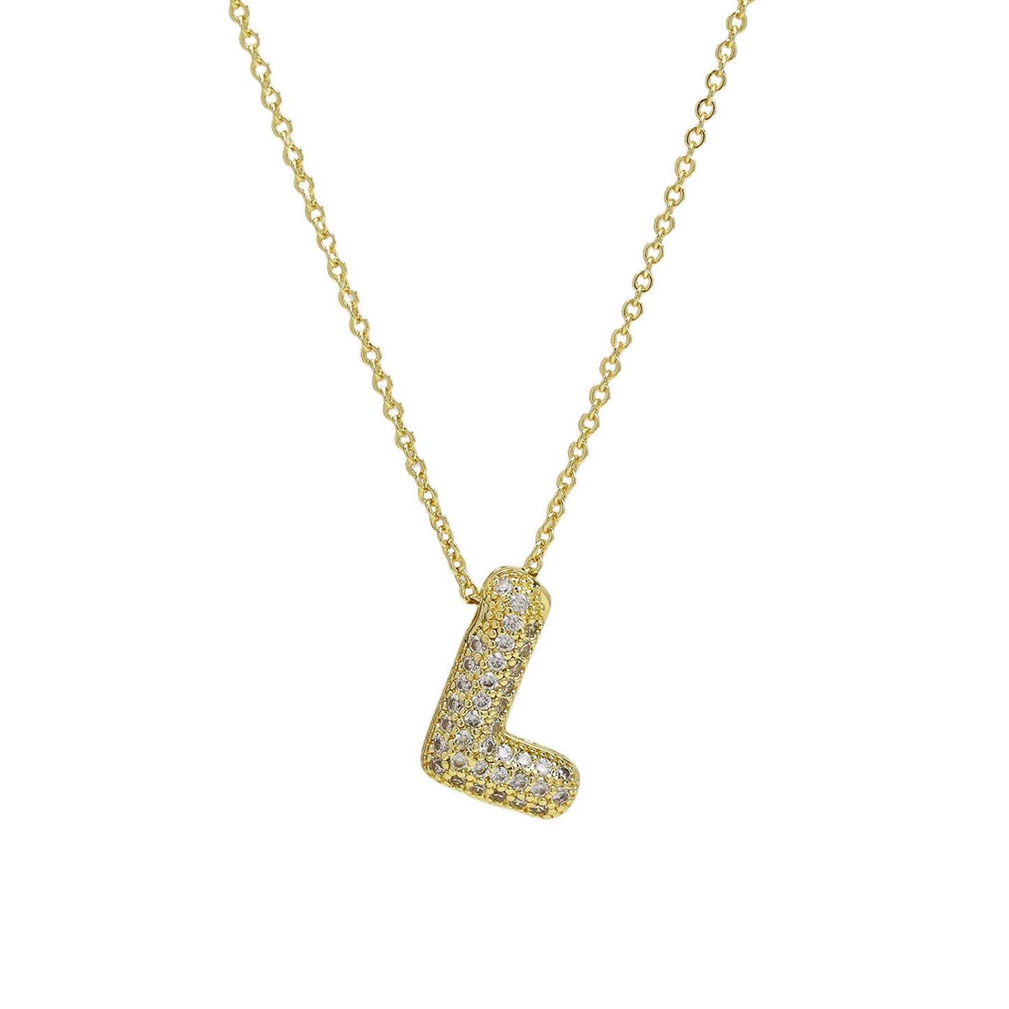 Medium Initial CZ Balloon Bubble Necklace 0.57”