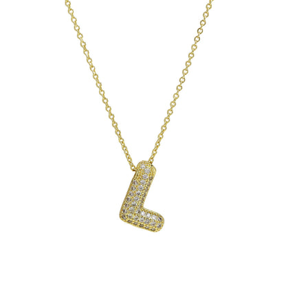 Medium Initial CZ Balloon Bubble Necklace 0.57”