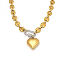 Load image into Gallery viewer, Mariner Heart CZ Pave Carabiner Necklace