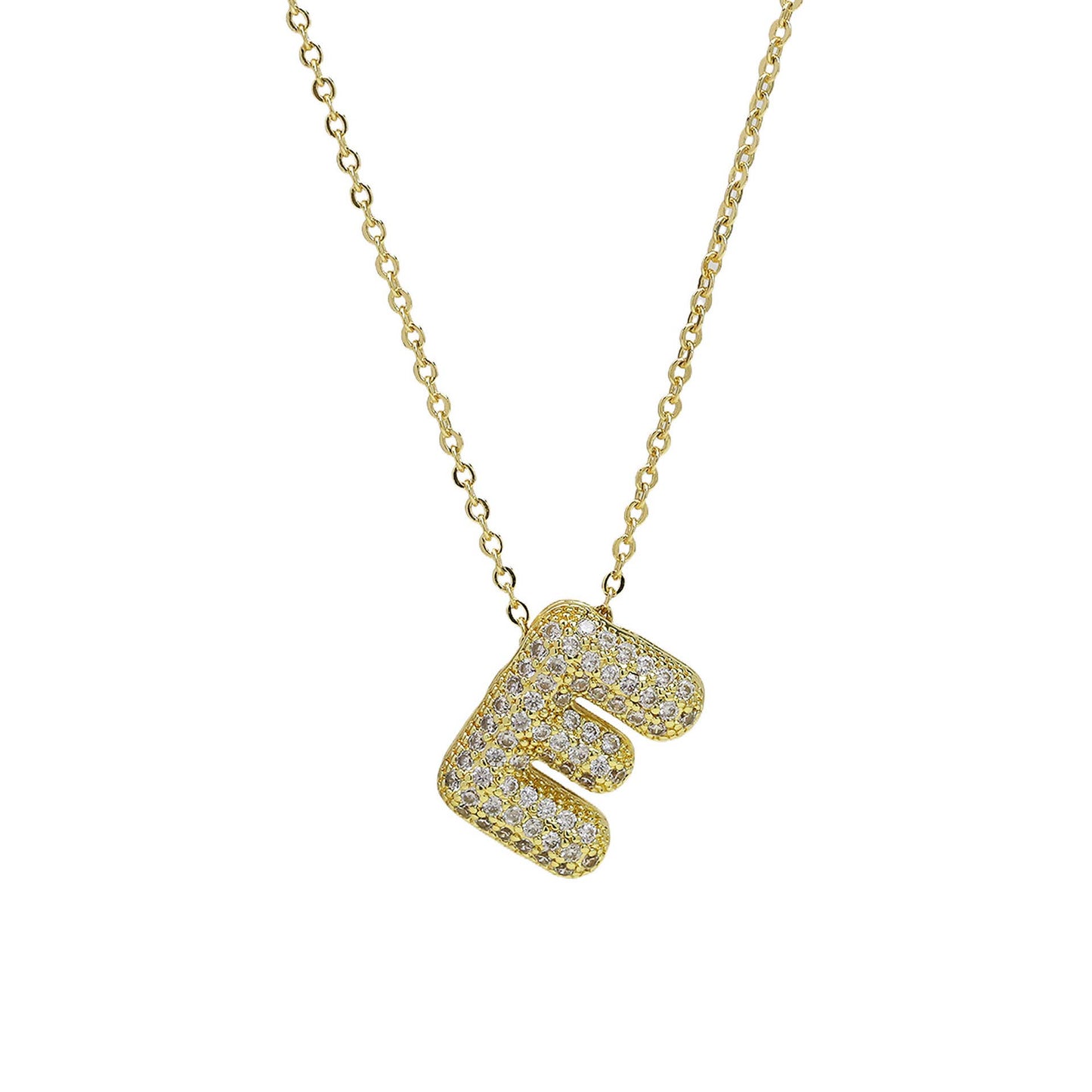 Medium Initial CZ Balloon Bubble Necklace 0.57”