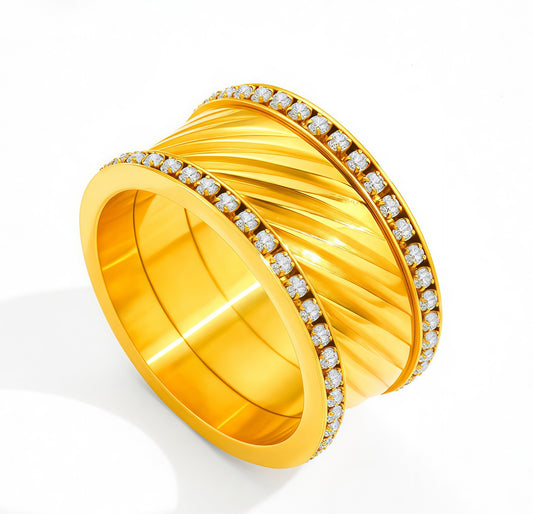 Twisted Pavé Band Ring Water Resistant