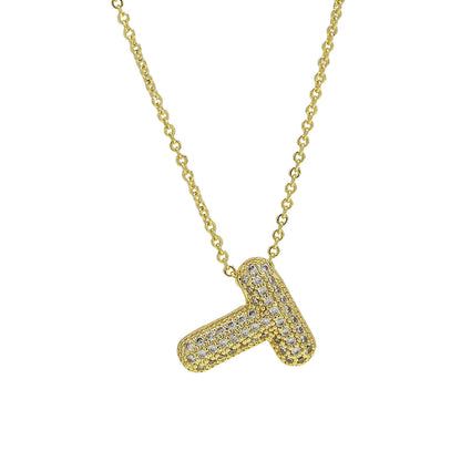 Medium Initial CZ Balloon Bubble Necklace 0.57”
