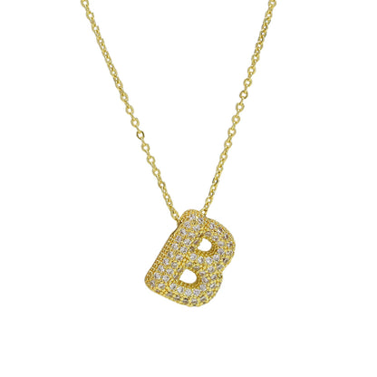 Medium Initial CZ Balloon Bubble Necklace 0.57”
