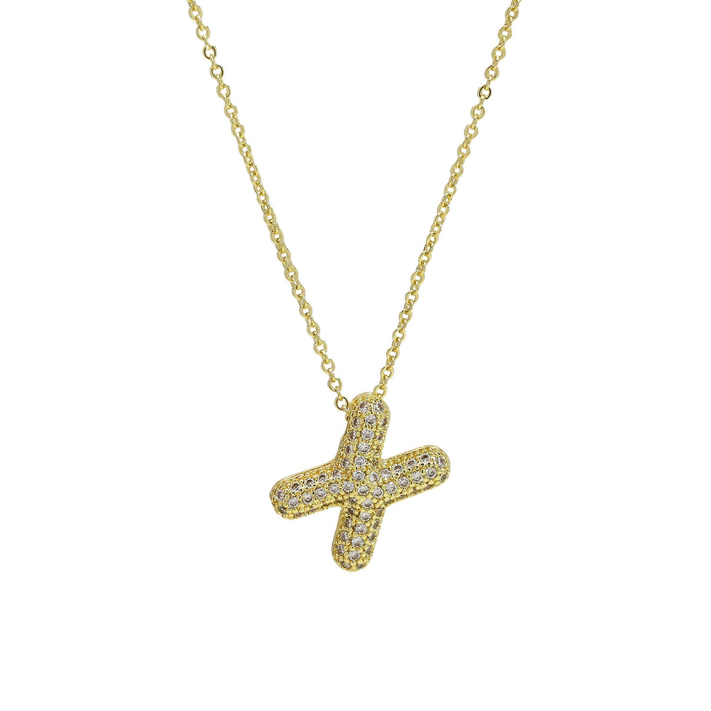 Medium Initial CZ Balloon Bubble Necklace 0.57”