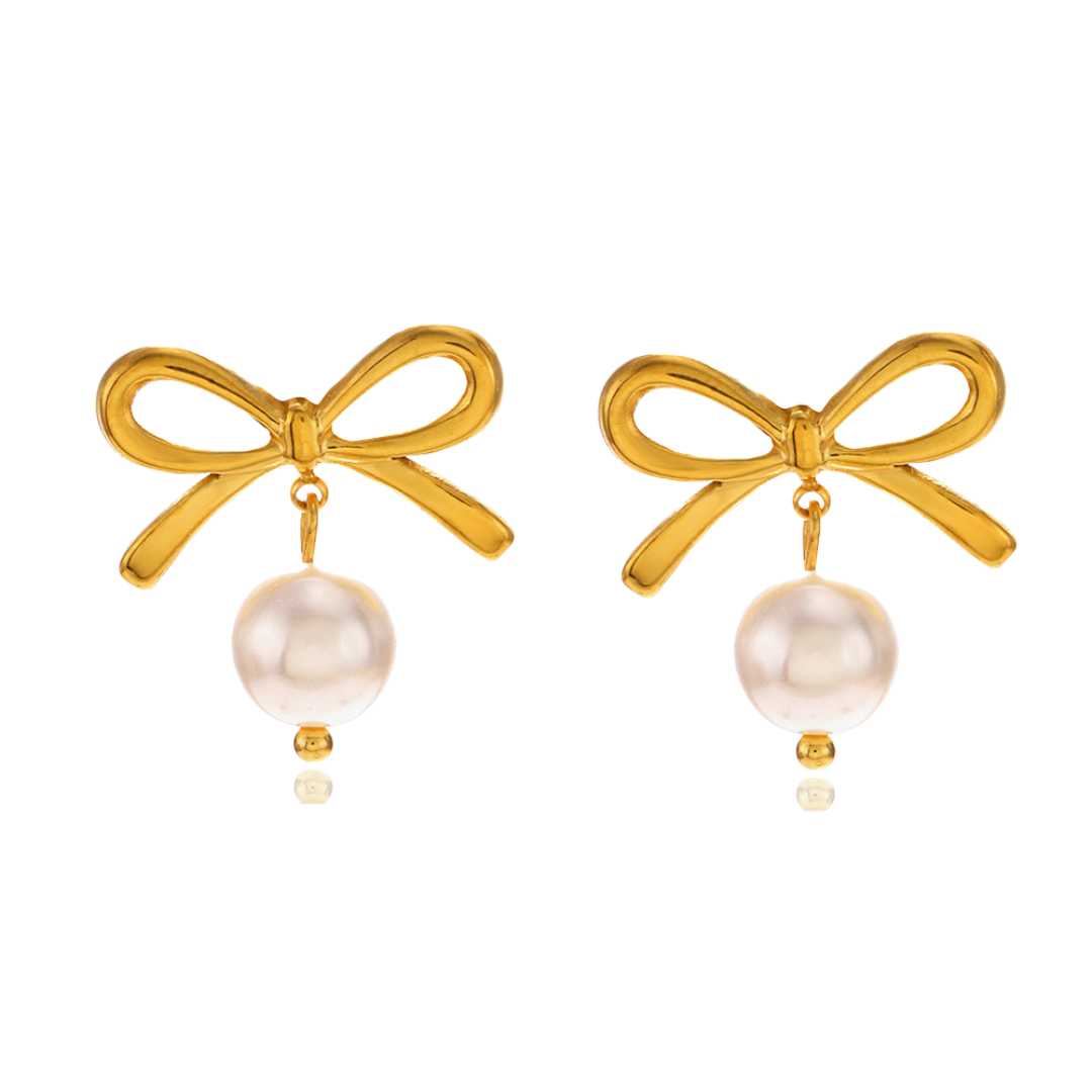Mixed Metal Heart Bow Earrings