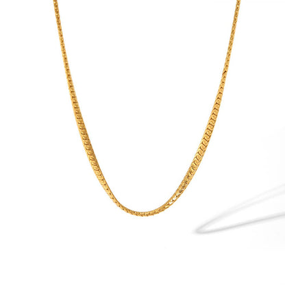 Flat C Minimalist Layering Gold Chain Necklace